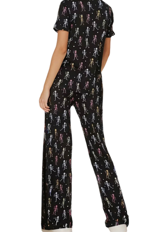 Skeleton Black Halloween Pajama Set