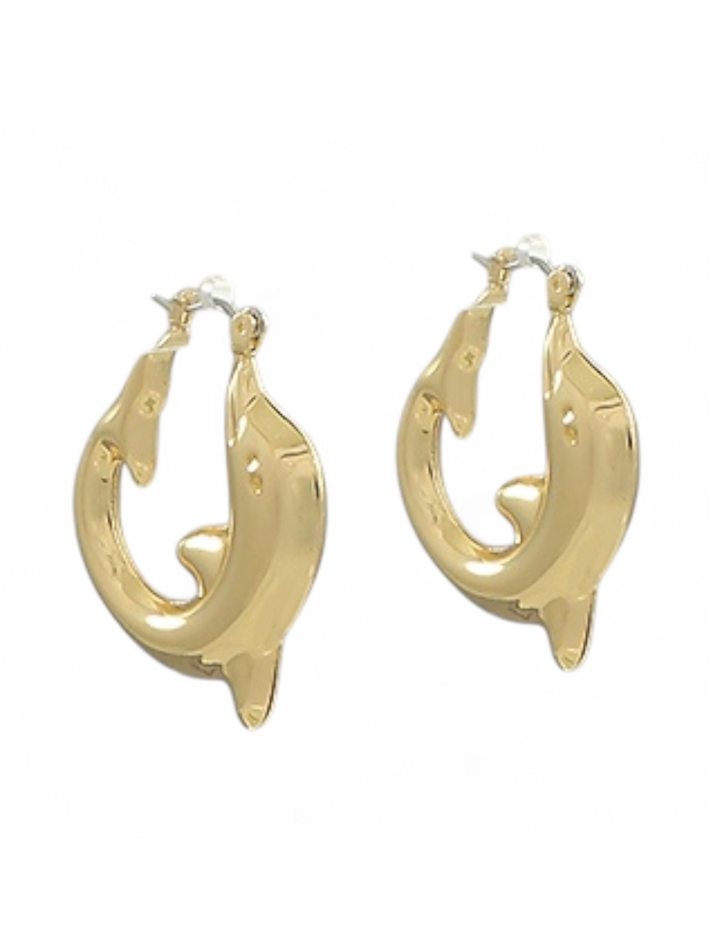 Gold Dolphin Hoop Earrings