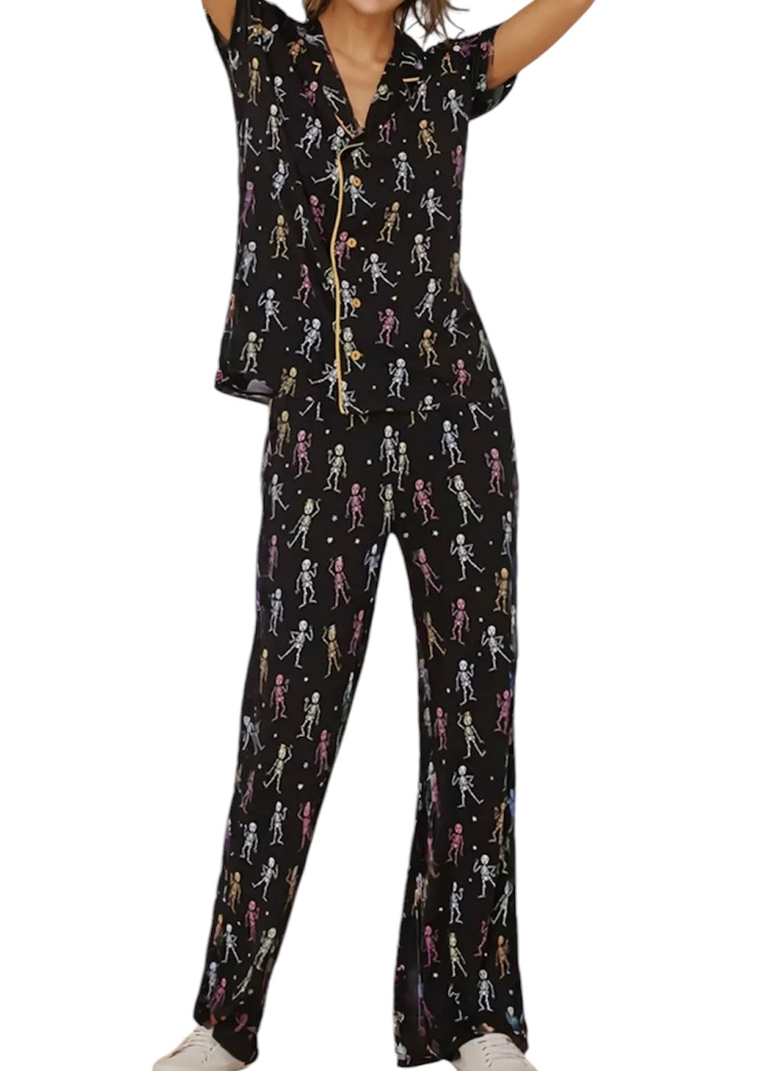 Skeleton Black Halloween Pajama Set
