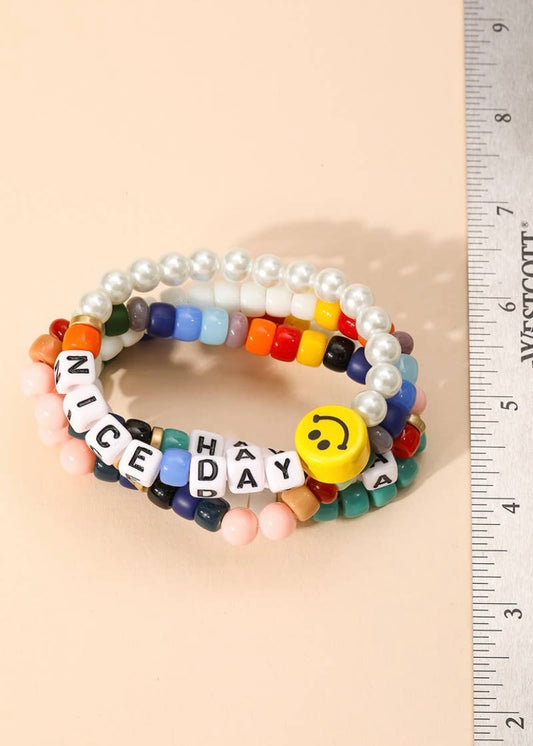 Have A Good Day Block Beaded Bracelet Set
