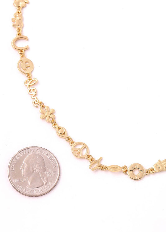 Smiley Face Peace Charm Necklace