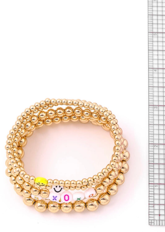 Smile XOXO Beaded Bracelet Set