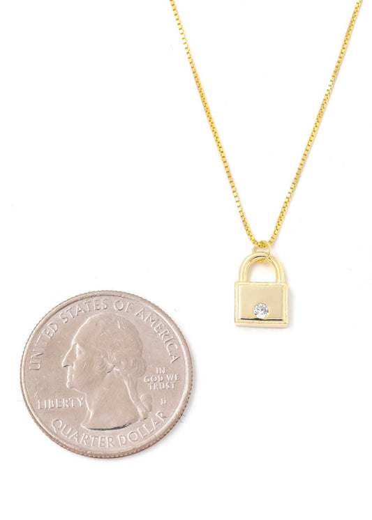 Gold Dainty Padlock Chain Necklace