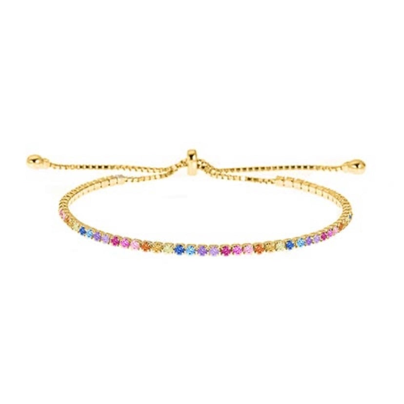 Rainbow Adjustable Bolo Tennis Bracelet