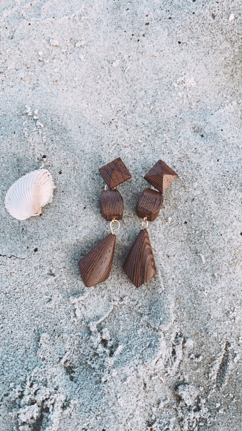 Tiered Acetate Wood Drop Earrings