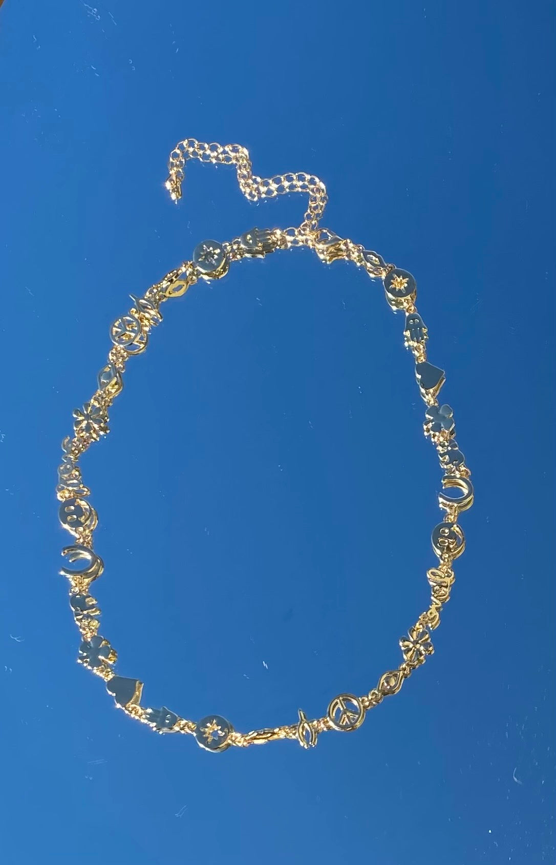 Smiley Face Peace Charm Necklace
