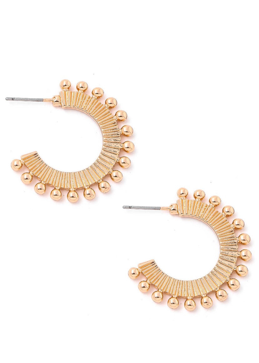 Gold Hoop Ball Earrings