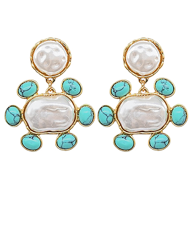 Pearl and Turquoise Stud Earring