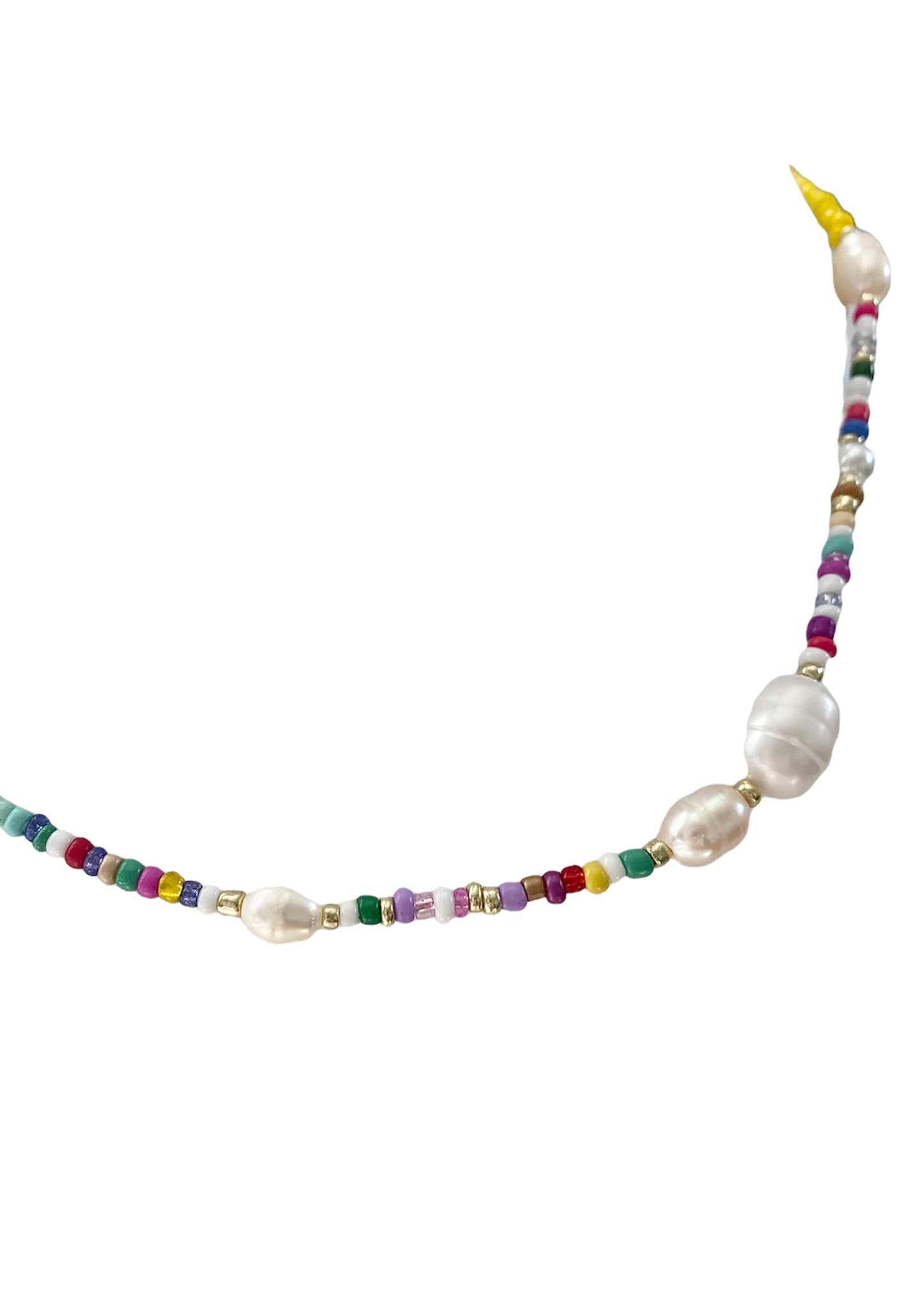 Multi Color Bead and Pearl Necklace