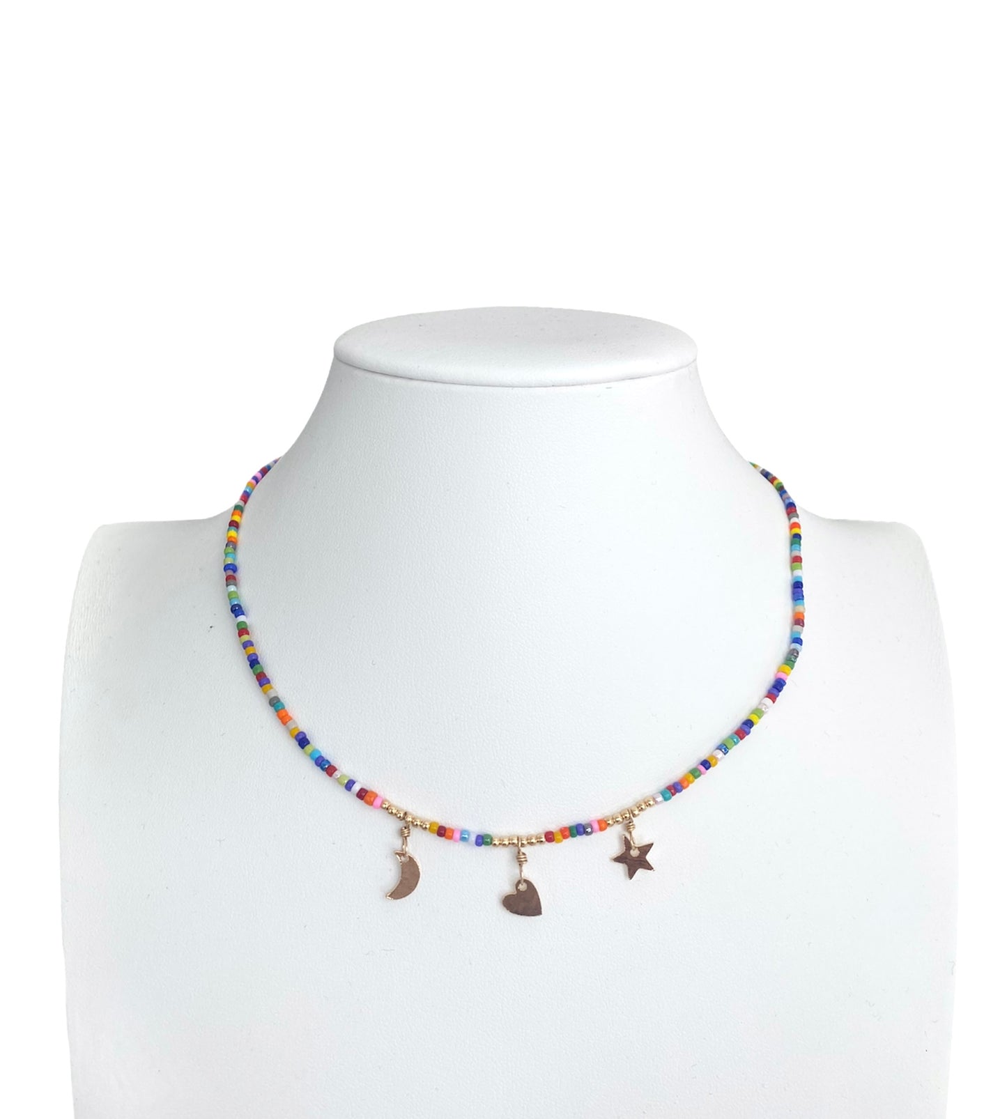 Seed Bead Charm Necklace