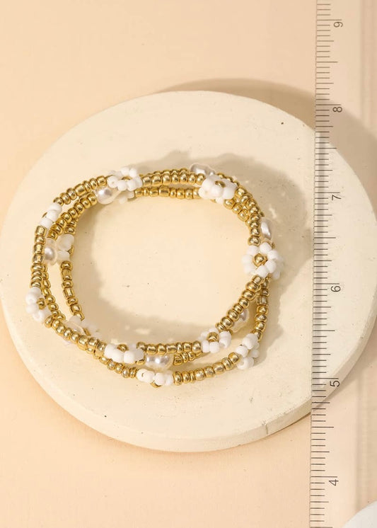Flower Beaded Bracelet Set