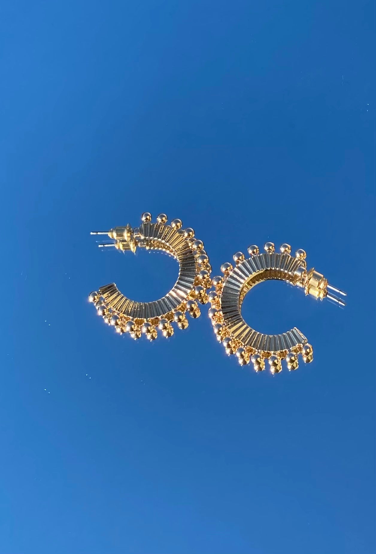 Gold Hoop Ball Earrings