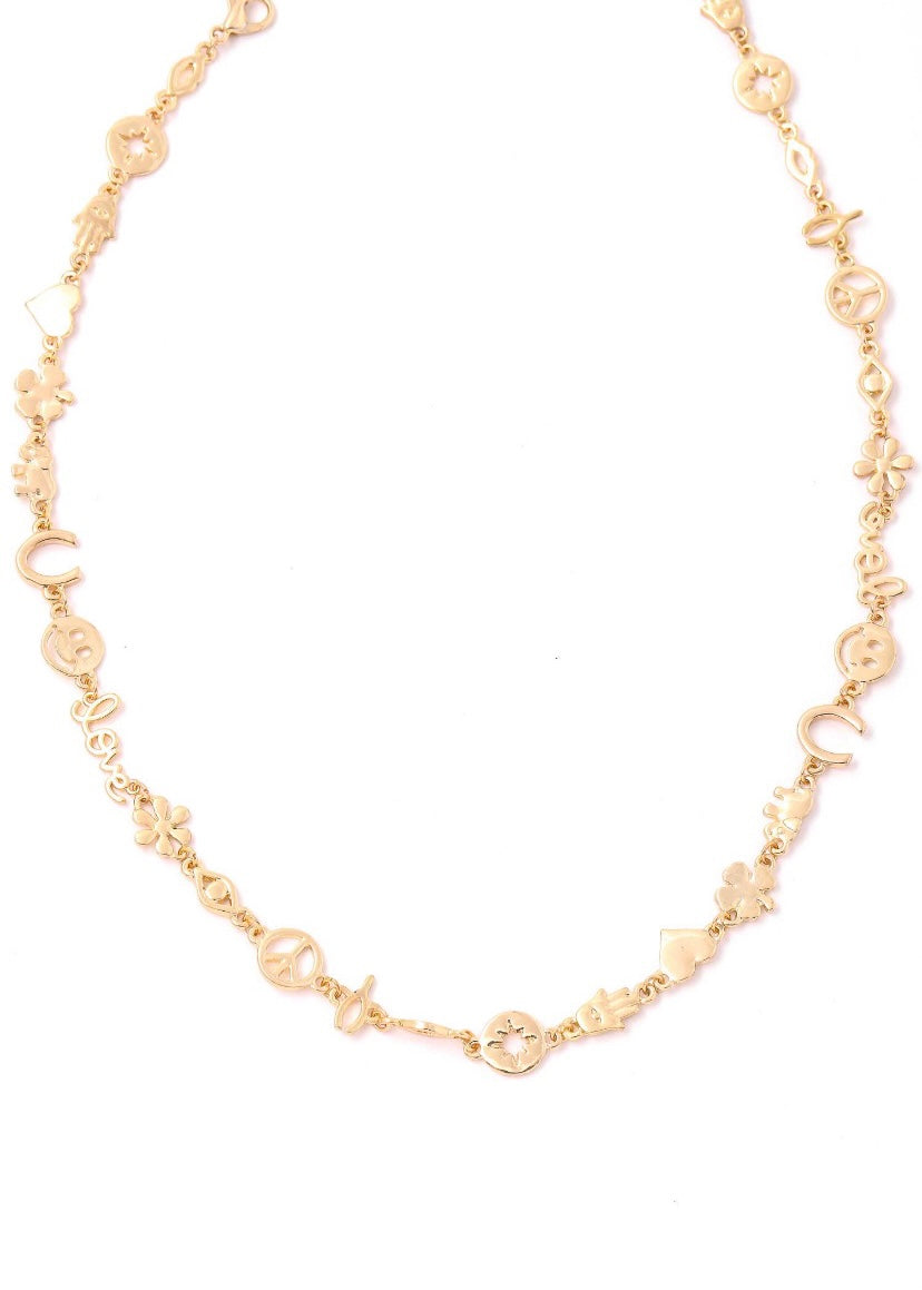 Smiley Face Peace Charm Necklace