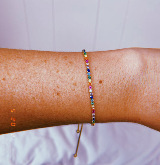 Rainbow Adjustable Bolo Tennis Bracelet