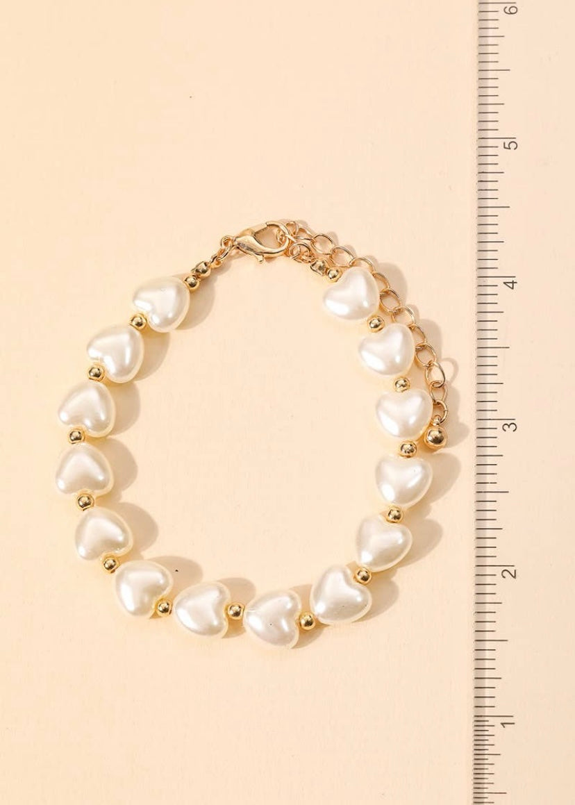 Heart Pearl Beaded Bracelet
