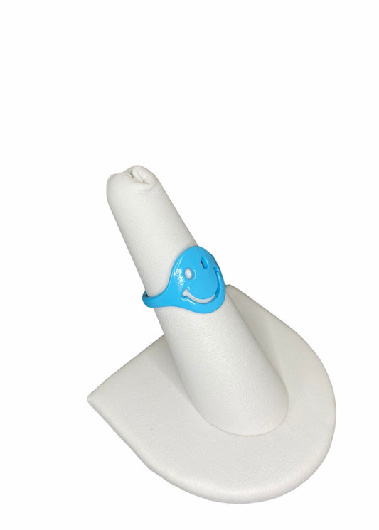 Big Smiley Ring - Sky Blue