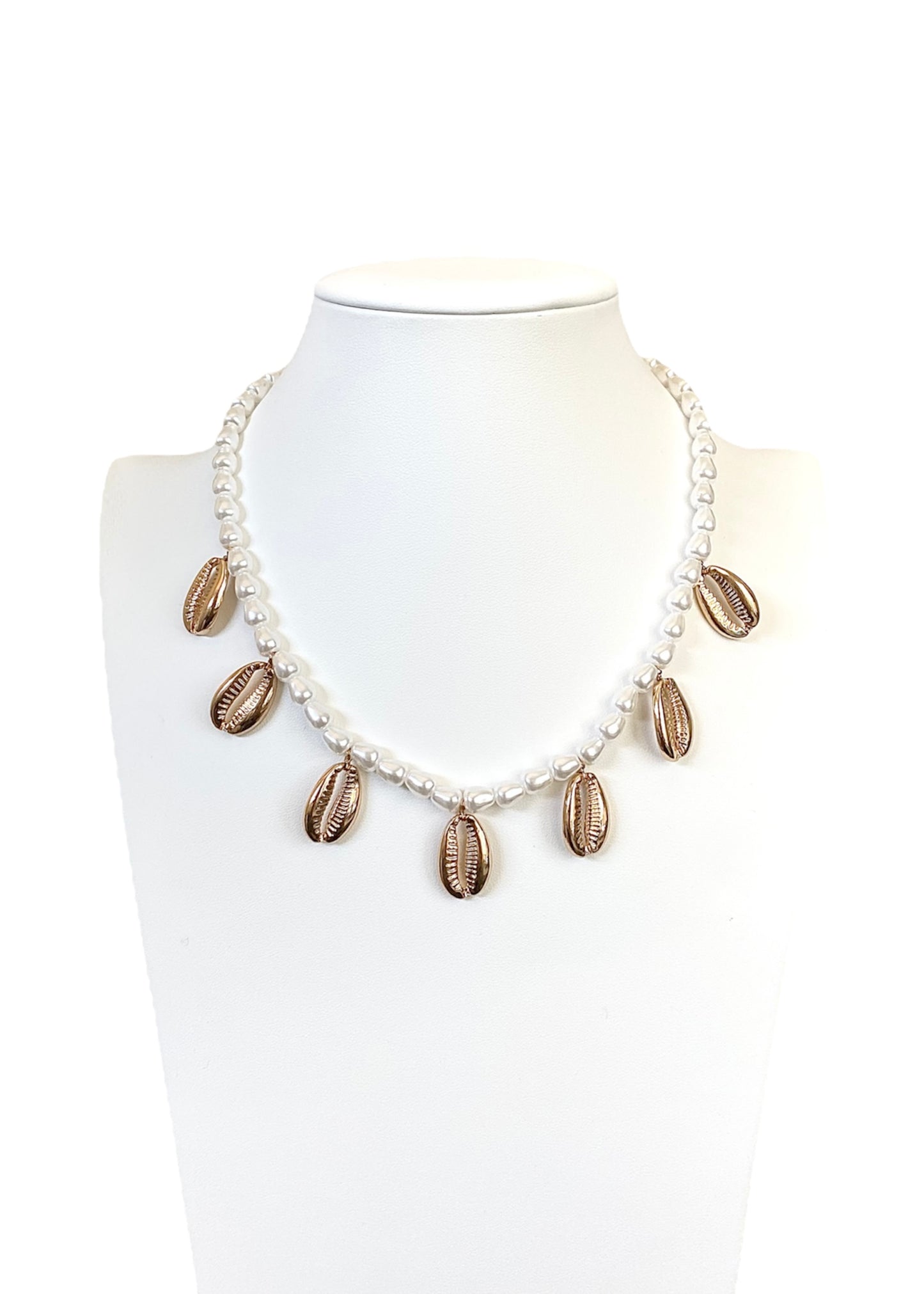 Pearl and Gold Cowrie Shell Necklace