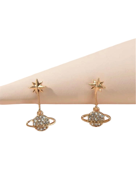 Rhinestone Planet Drop Earrings
