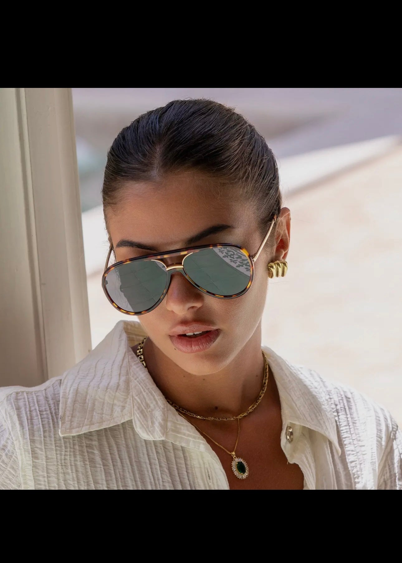 Shay Aviator Sunglasses - Tortoise/Solid Gray
