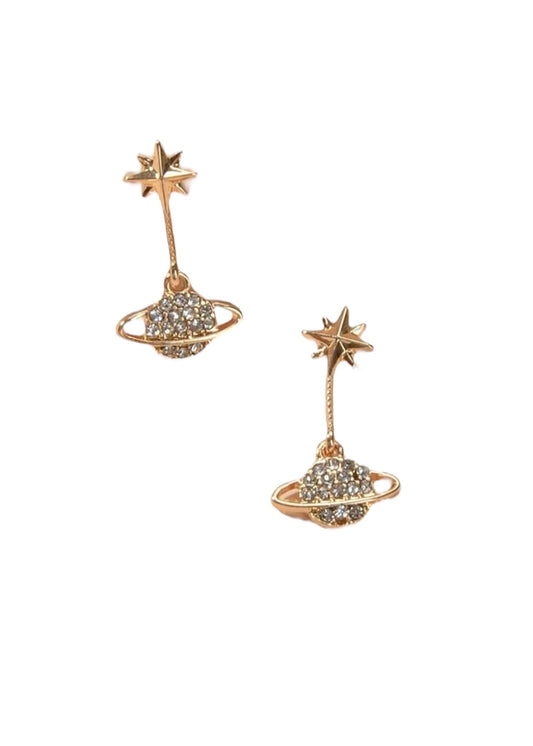Rhinestone Planet Drop Earrings
