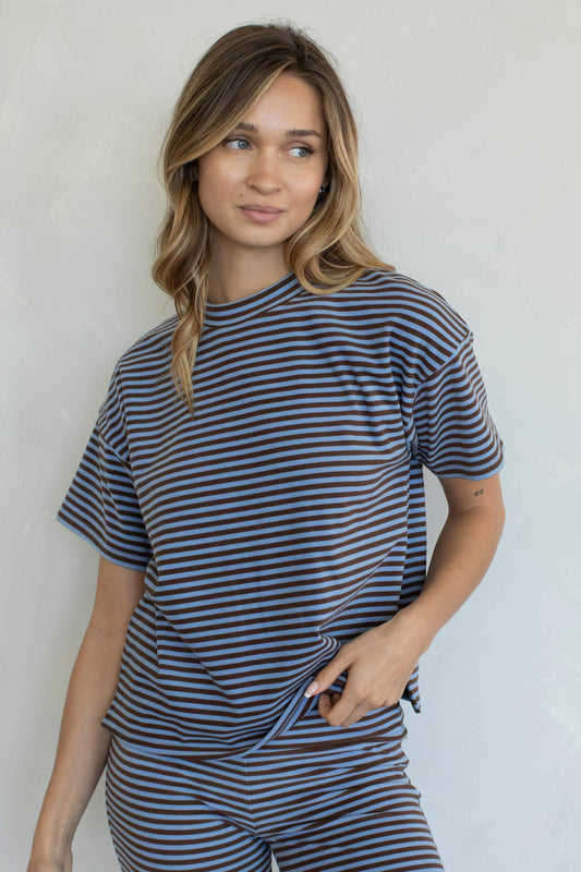Skylar Tee: Dusty Blue / L