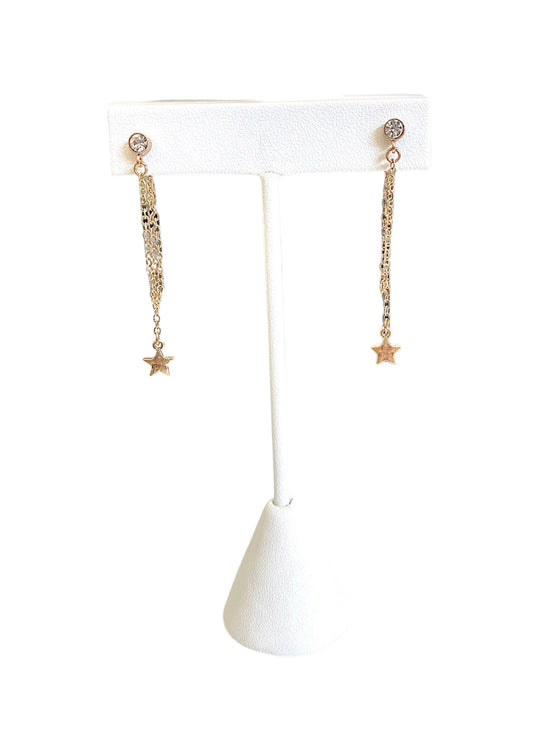 Star Charm Drop Chain Earrings