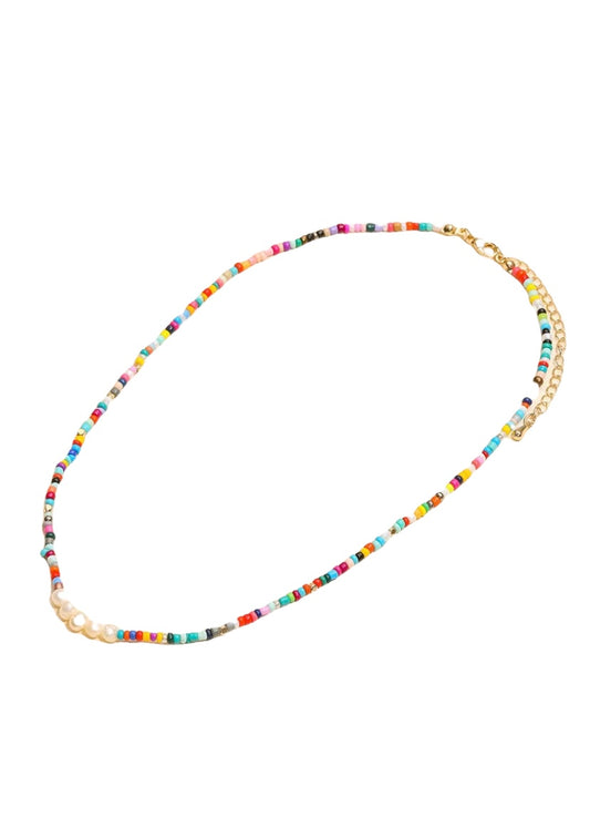 Beaded Pearl Charm Necklace
