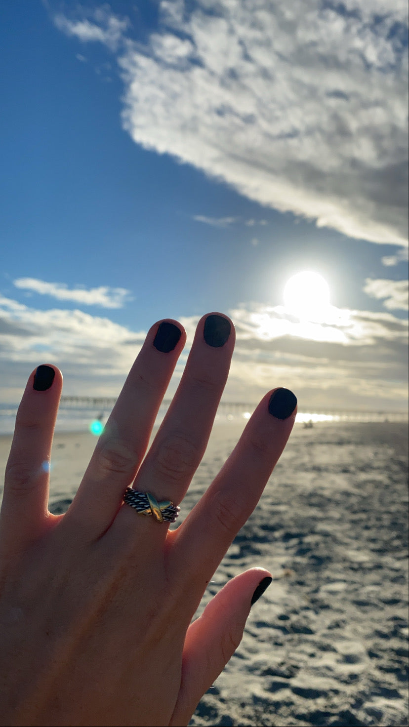 Two Tone Twist Rope Ring