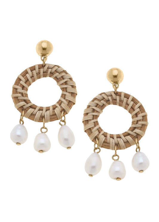 Wicker and Pearl Drop Earrings