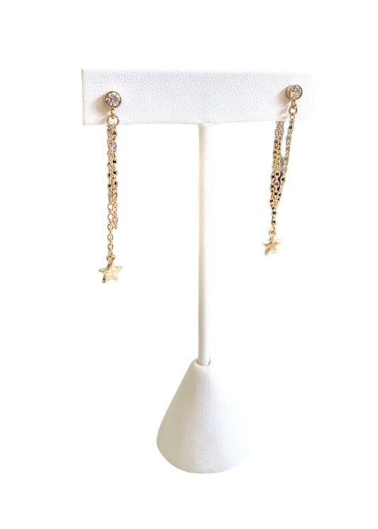 Star Charm Drop Chain Earrings