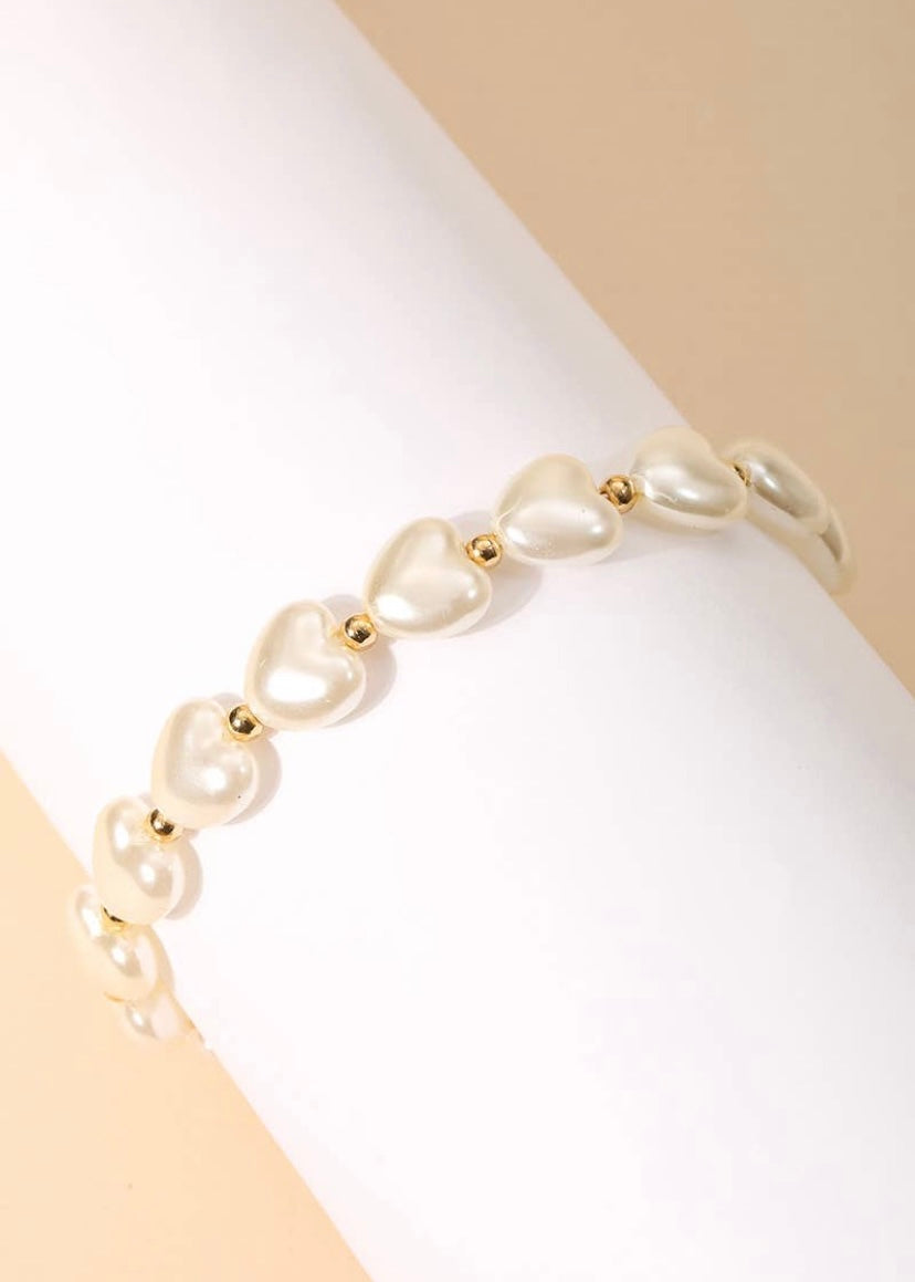 Heart Pearl Beaded Bracelet