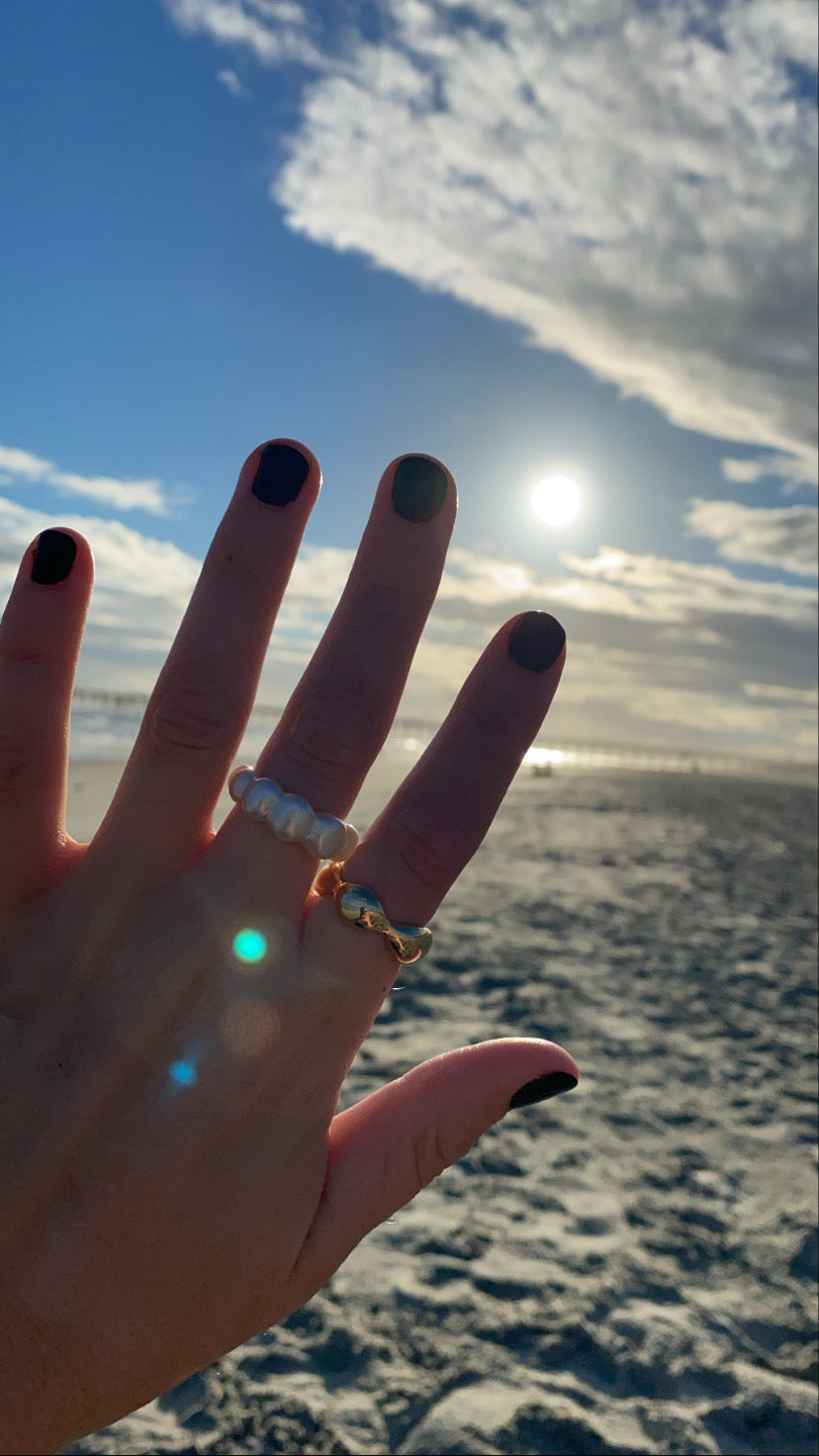 Gold and Pearlescent Ring Set