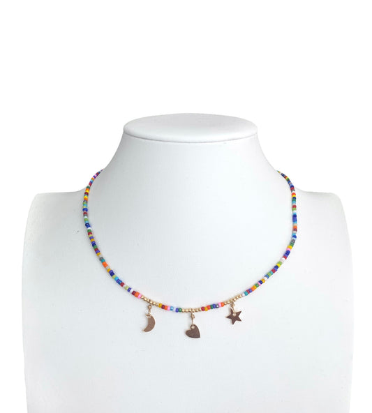 Seed Bead Charm Necklace