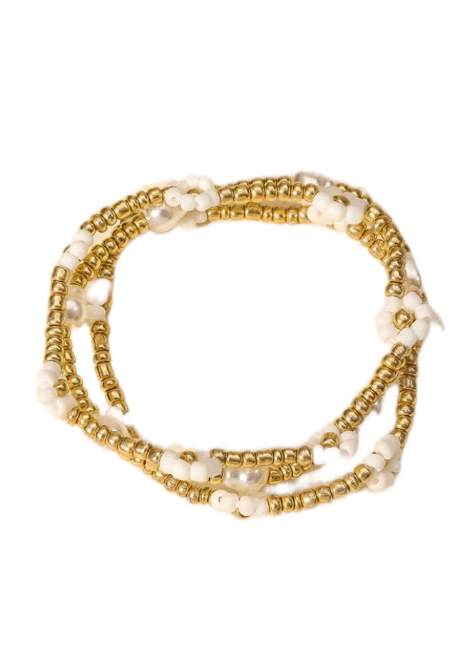 Flower Beaded Bracelet Set