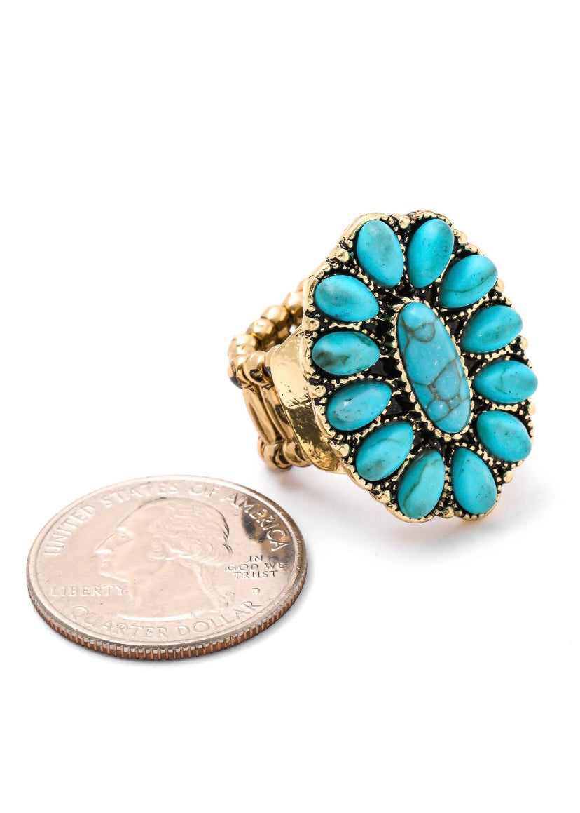 Turquoise Gold Ornate Ring
