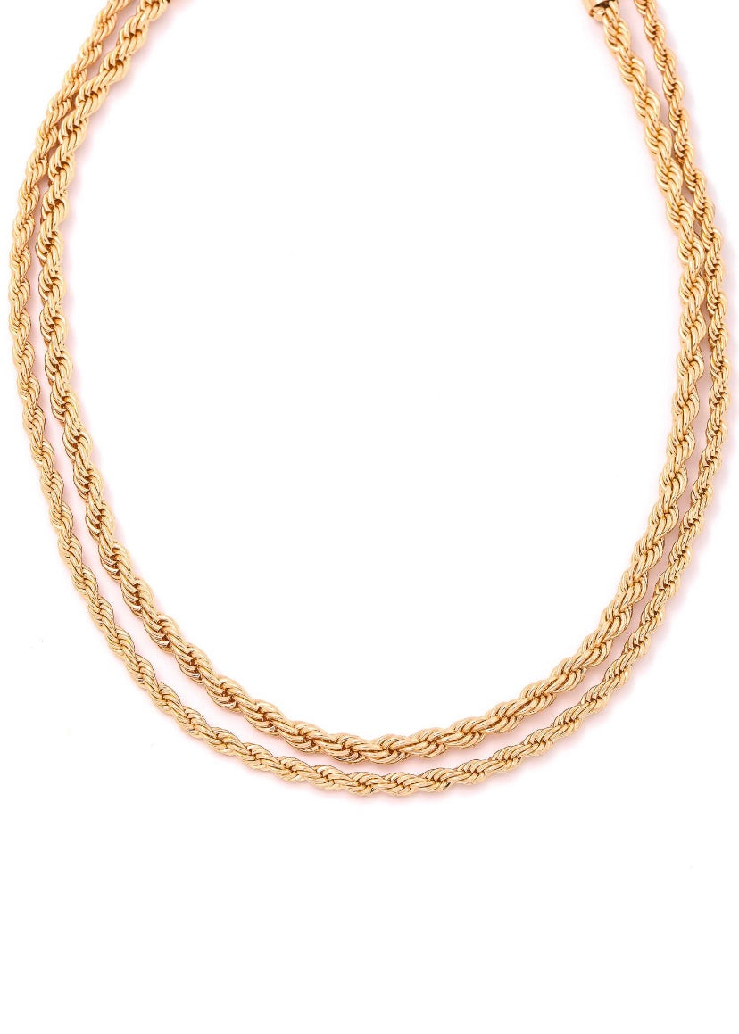 Gold Double Strand Rope Necklace