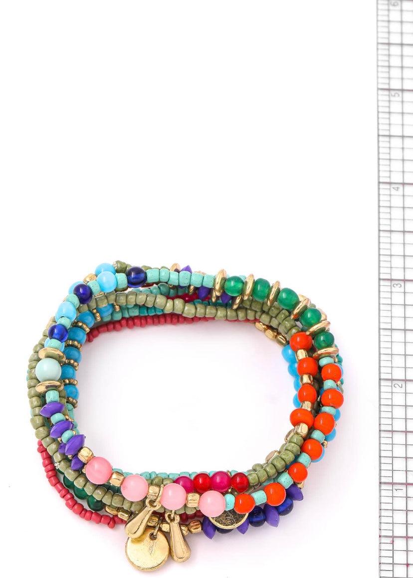 Multi Color Bead Bracelet Set