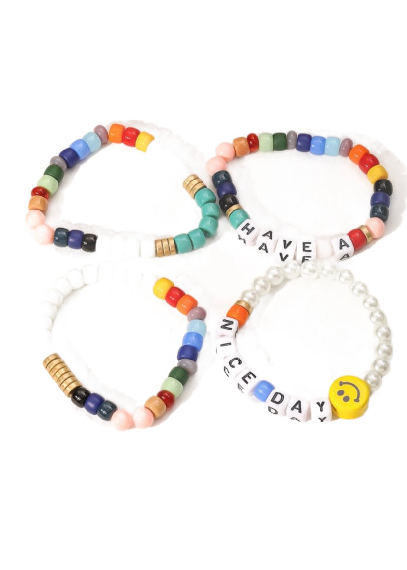 Have A Good Day Block Beaded Bracelet Set