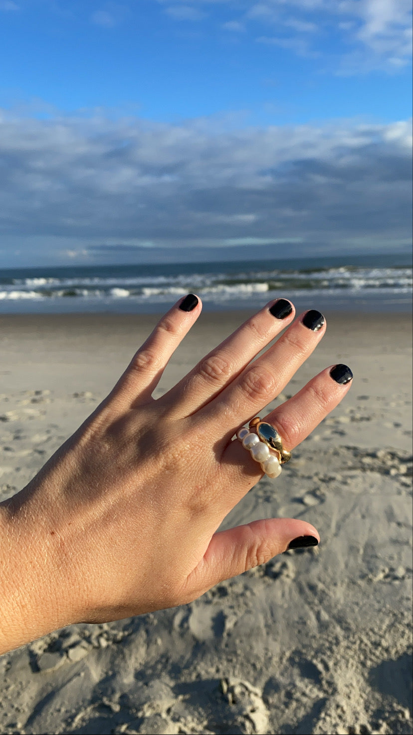 Gold and Pearlescent Ring Set
