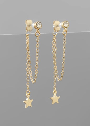 Star Charm Drop Chain Earrings