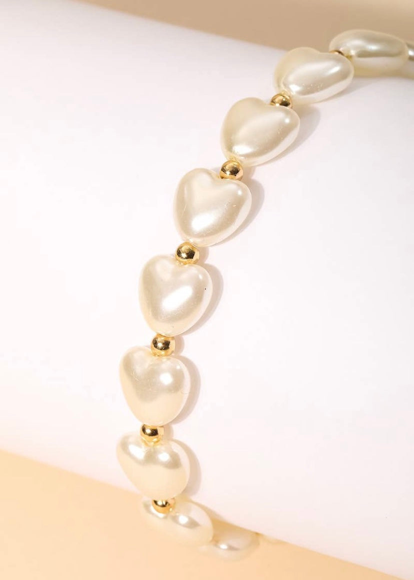 Heart Pearl Beaded Bracelet