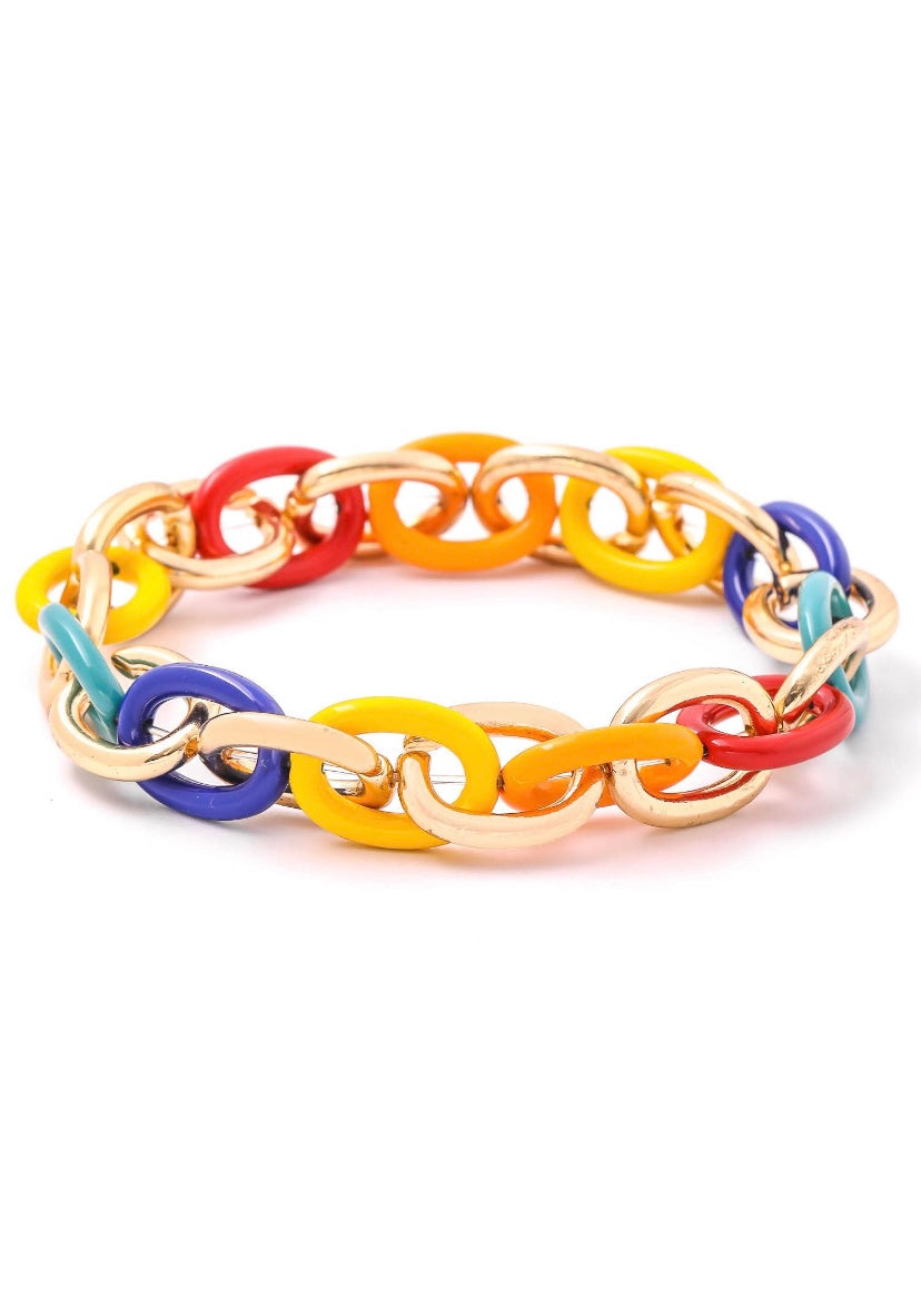 Multi Color Chain Link Bracelet