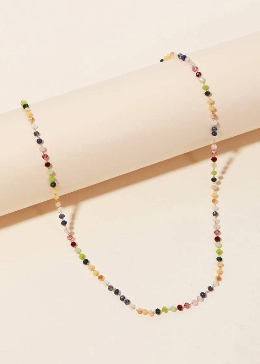 Dainty Glass Beaded Clasp Necklace