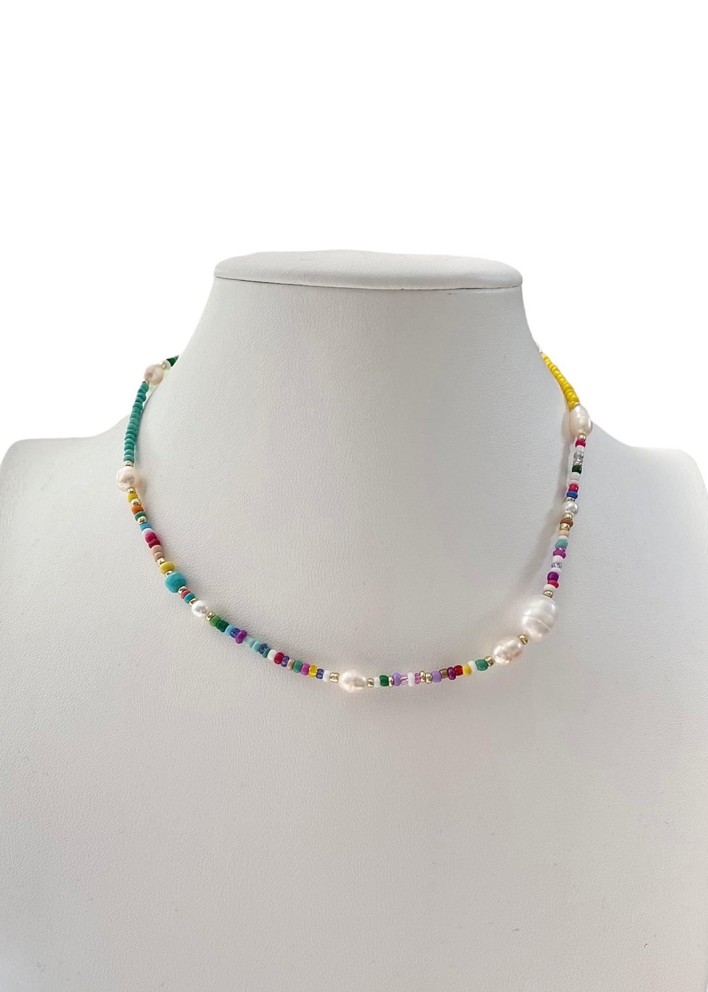 Multi Color Bead and Pearl Necklace