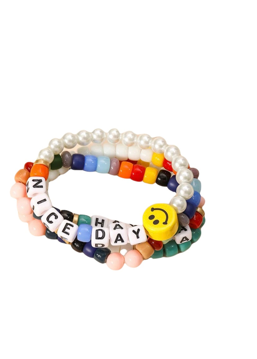 Have A Good Day Block Beaded Bracelet Set