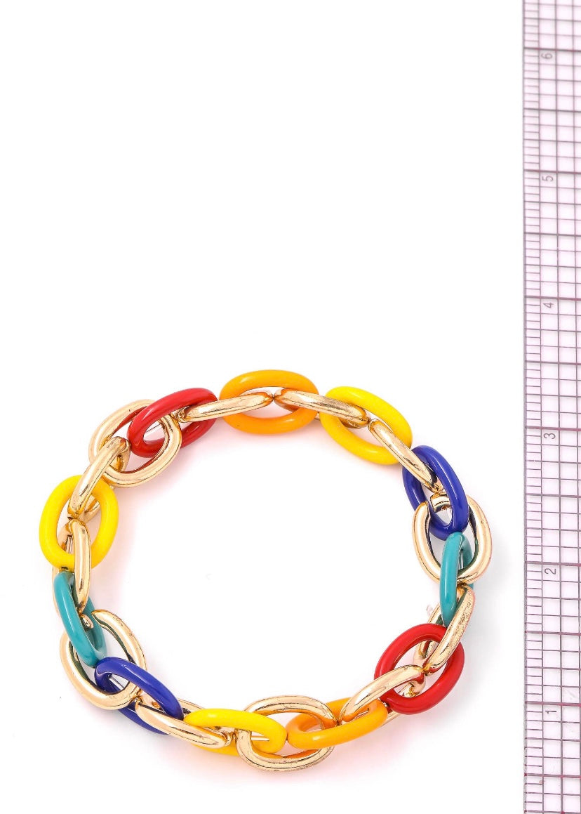 Multi Color Chain Link Bracelet