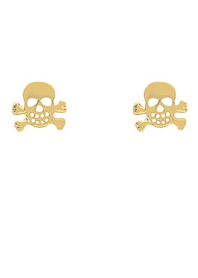 Gold Skull Stud Earrings